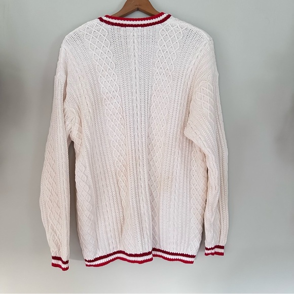 Retro Varsity Letterman White Red Cardigan Oversized Sz XL Taylor Swift Folklore - Picture 5 of 9